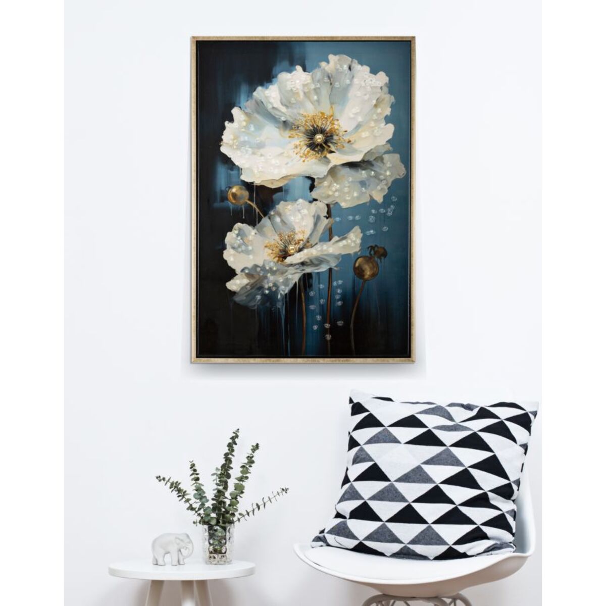 DIPINTO SU TELA LACCATO BLUEY C/CORNICE CM 42X3,5X62