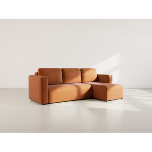Canopy - canapé d'angle réversible 4 places convertible avec coffre en velours côtelé - Terracotta
