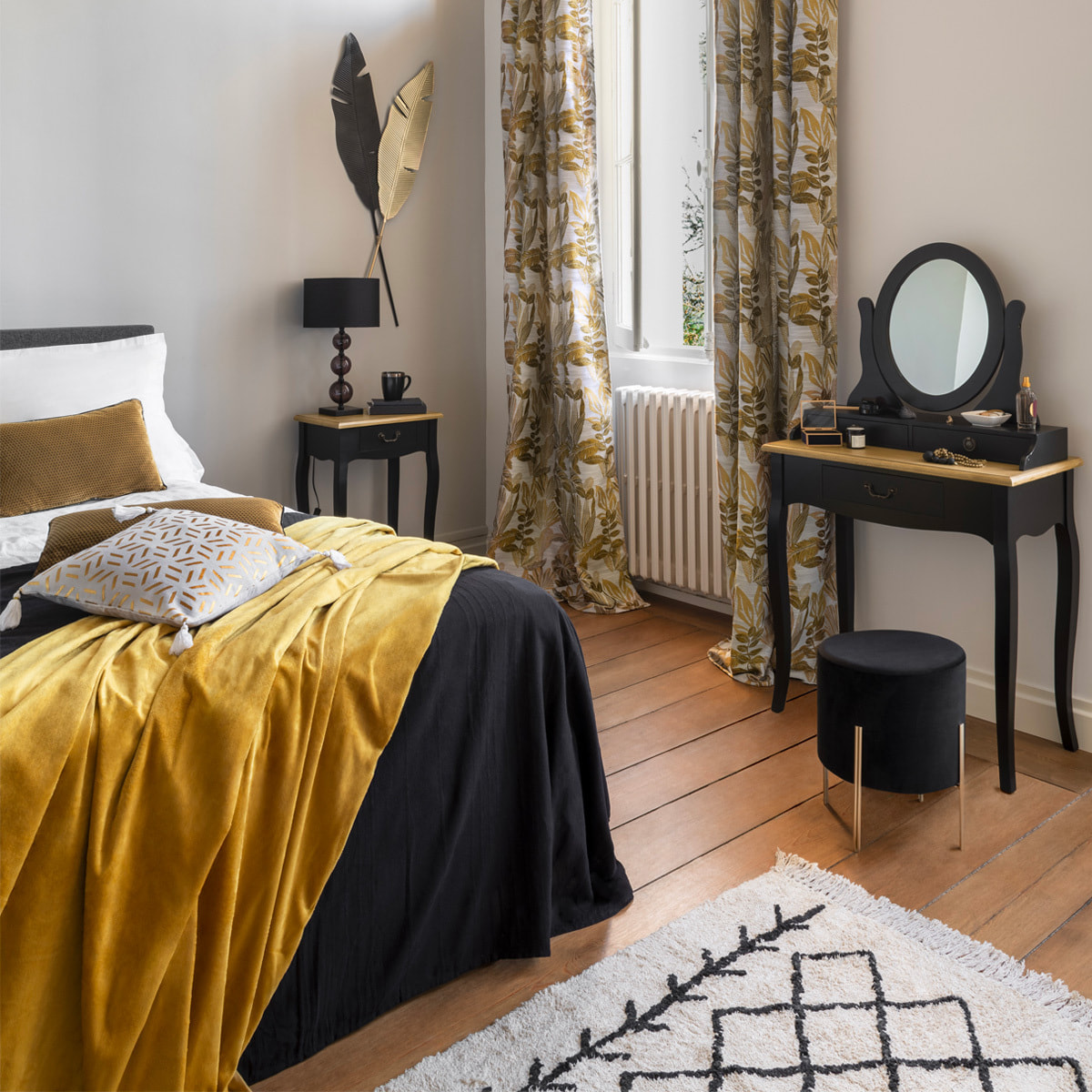 Plaid flanelle jaune 180x230cm