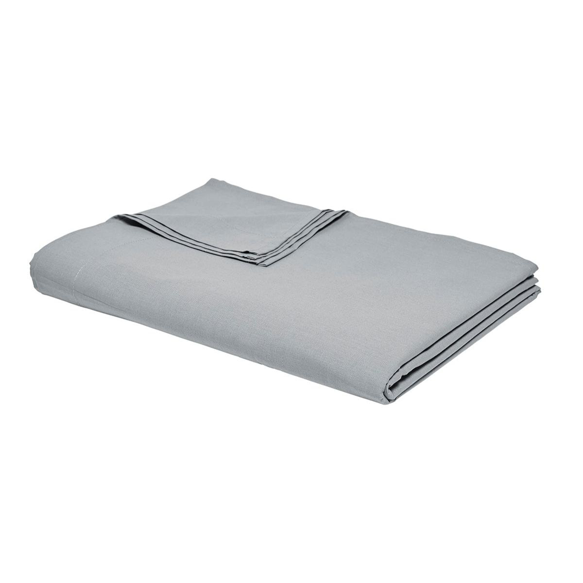 Drap plat pour lit 2 personnes uni ESSENTIAL gris