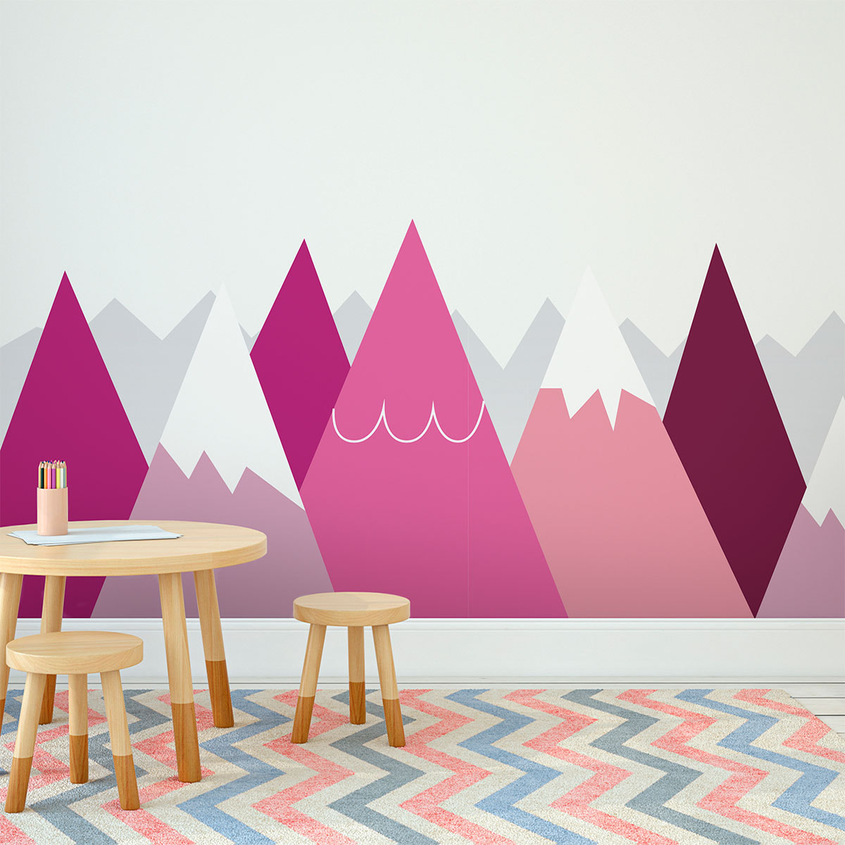 Stickers muraux enfants - Décoration chambre bébé - Autocollant Sticker mural géant enfant montagnes scandinaves ANKA