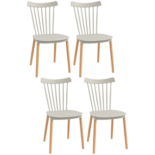 Lot de 4 chaises de salle à manger style scandinave piètement bois hêtre PP gris