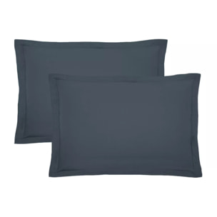 Lot de 2 taies percale de coton uni bleu La percale francaise bleu