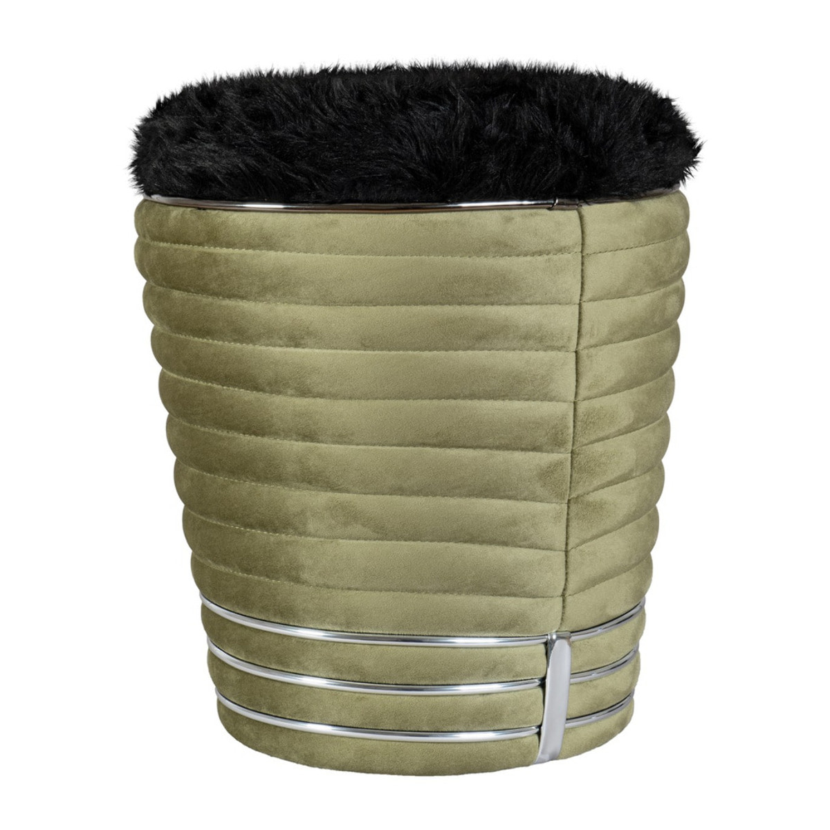 Pouf Doric 300 in Legno di Pioppo e Cotone Verde Grafite