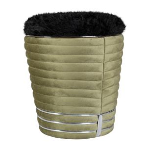 Pouf Doric 300 in Legno di Pioppo e Cotone Verde Grafite