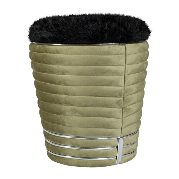Pouf Doric 300 in Legno di Pioppo e Cotone Verde Grafite
