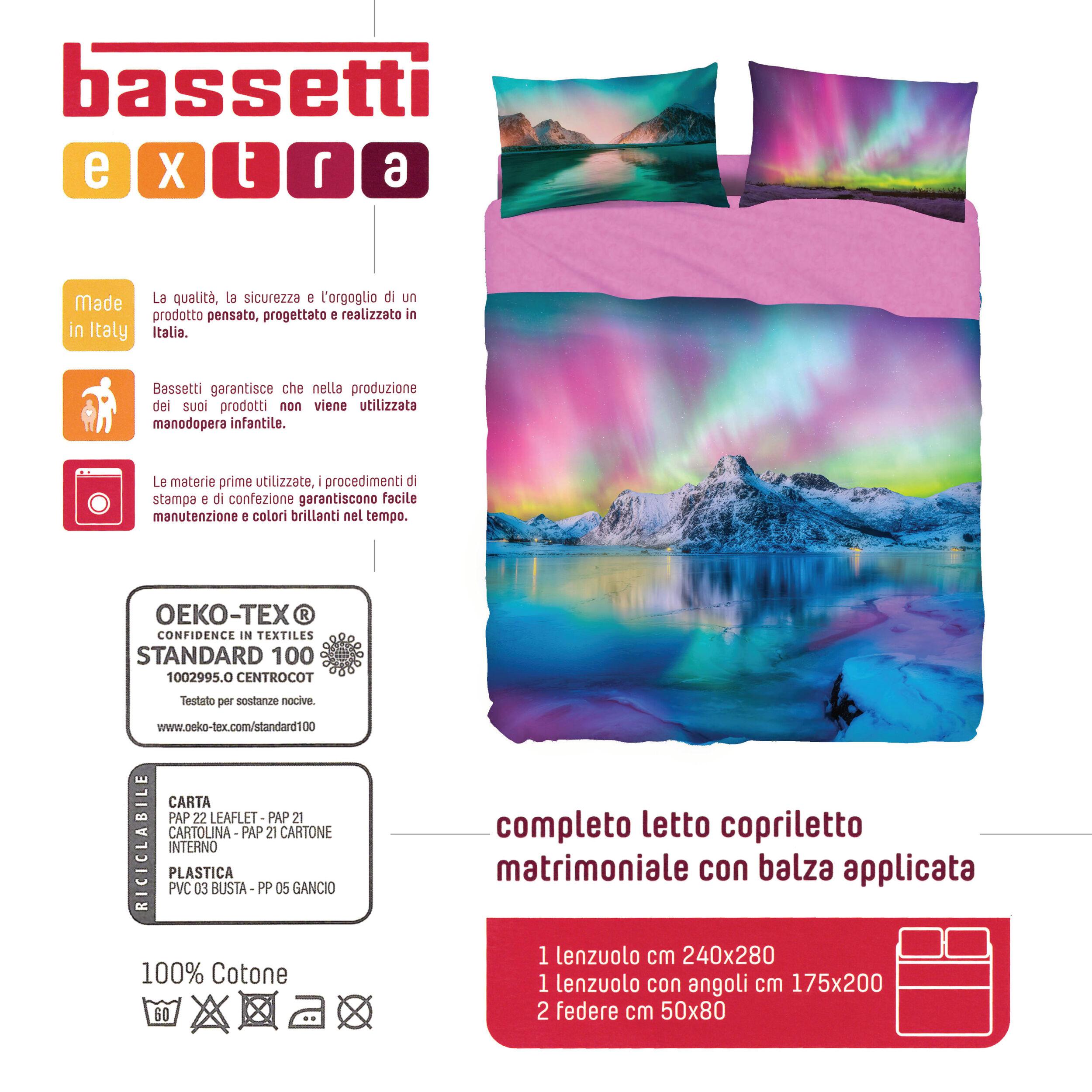 BASSETTI completo letto IMAGE copriletto lenzuolo serie stampa in digitale alta definizione animali natura paesaggi balza applicata 100% cotone – Made in ITALY (NORDIC TRAVEL, MATRIMONIALE)