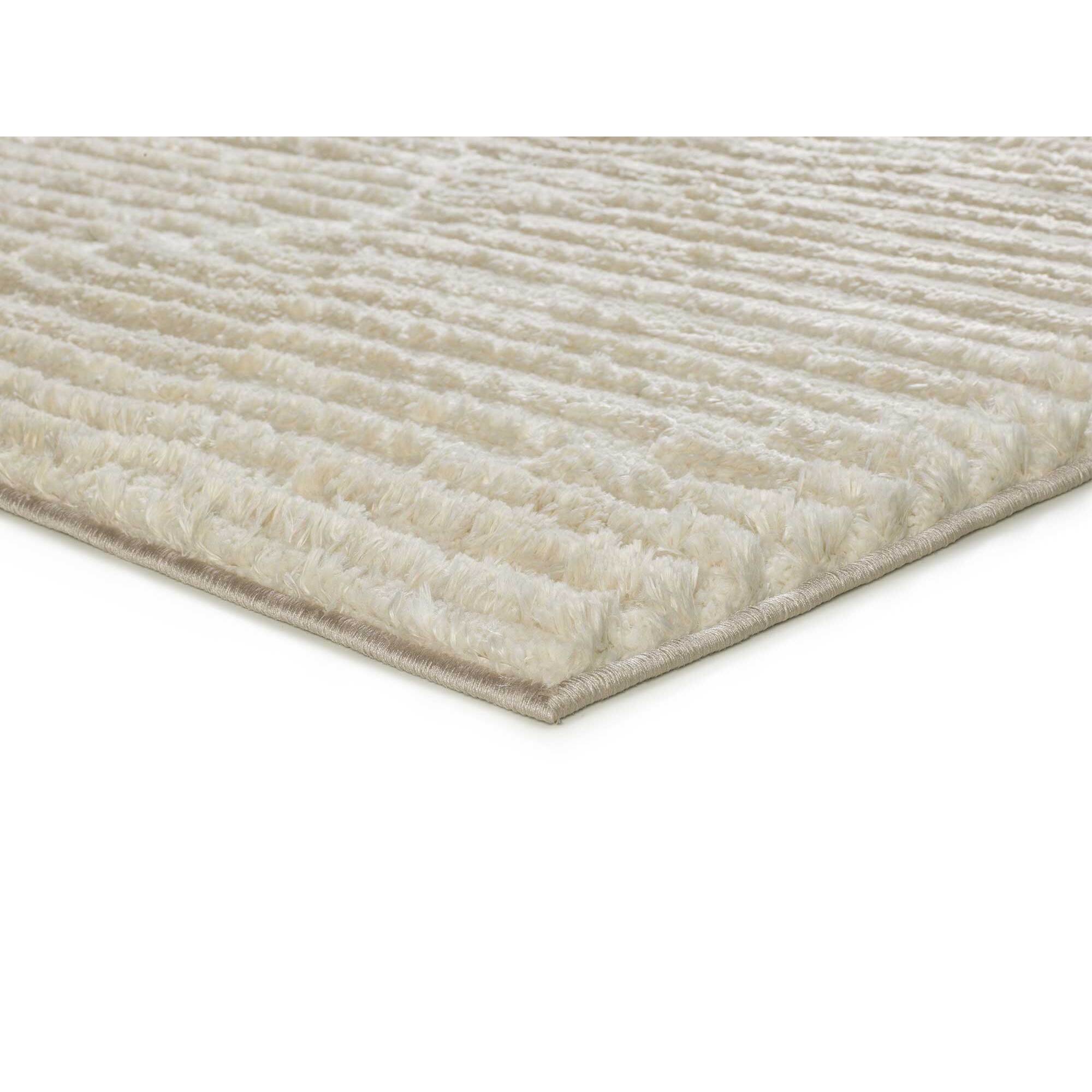 LIMA Alfombra shaggy estilo escandinavo con relieve crema, varias medidas disponibles