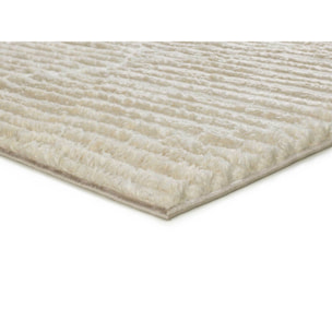 LIMA Alfombra shaggy estilo escandinavo con relieve crema, varias medidas disponibles