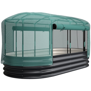 Carré potager de jardin - cage de protection - cadre en acier galvanisé - 180 x 90 x 93 cm - gris et vert