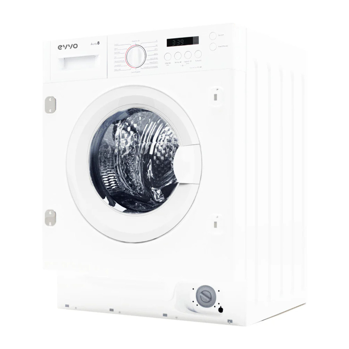 EVVO Lavadora 8 kg integrable Aura 8, 1350 rpm, Clase energética A, Motor Inverter, Tambor eProtect, 15 programas, Smart Load, Lavado Rápido, Inicio diferido
