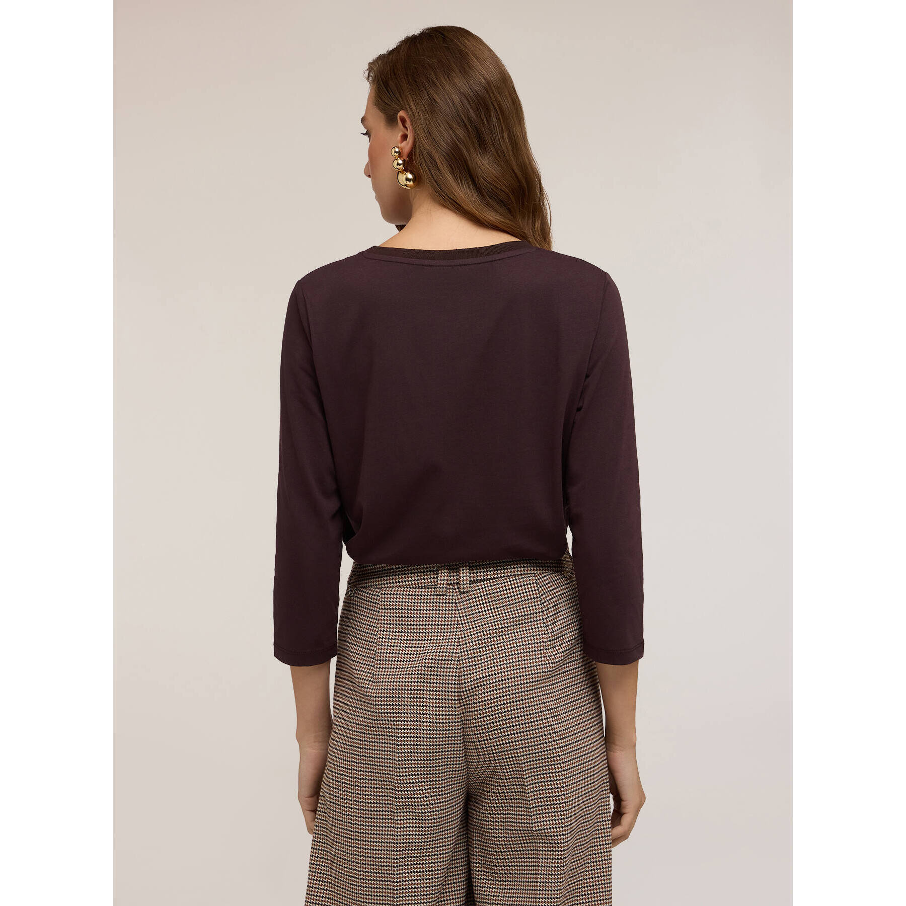 Motivi - Camiseta básica bimateria - Marrón