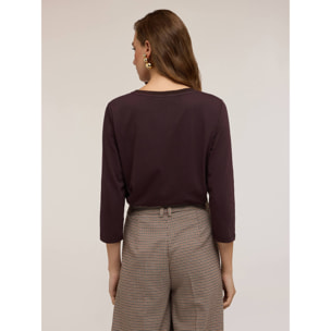 Motivi - Camiseta básica bimateria - Marrón