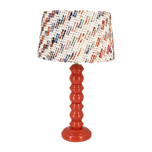 Lampe à poser en bois terracotta et abat jour en tissu h39cm  ROMY