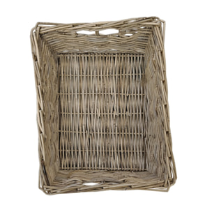 Panier rectangulaire H. 19 cm en kubu naturel tressé - EDWIN