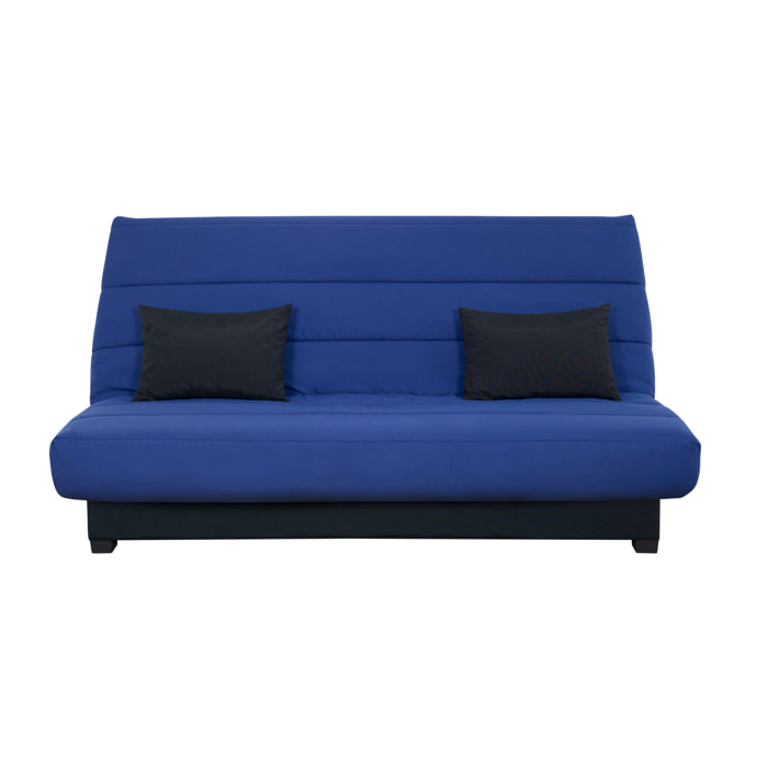Canapé convertible Salma, matelas Simmons, 130 x 190 cm, 2 coussins offerts, marine