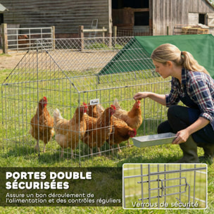 Parc enclos extérieur lapins portes verrouillables toit incliné acier vert