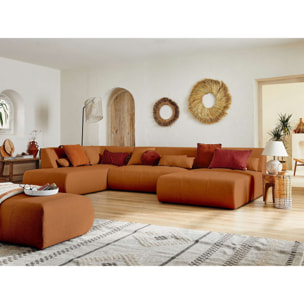 Onyx - canapé panoramique d'angle gauche 7 places - en tissu - Rouille