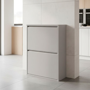 Pattumiera Raccolta Differenziata In Metallo Con 4 Cestini Estraibili E 2 Ante A Ribalta Bidone Cestino Salvaspazio 60 x 25 x 92.5 Cm Grigio