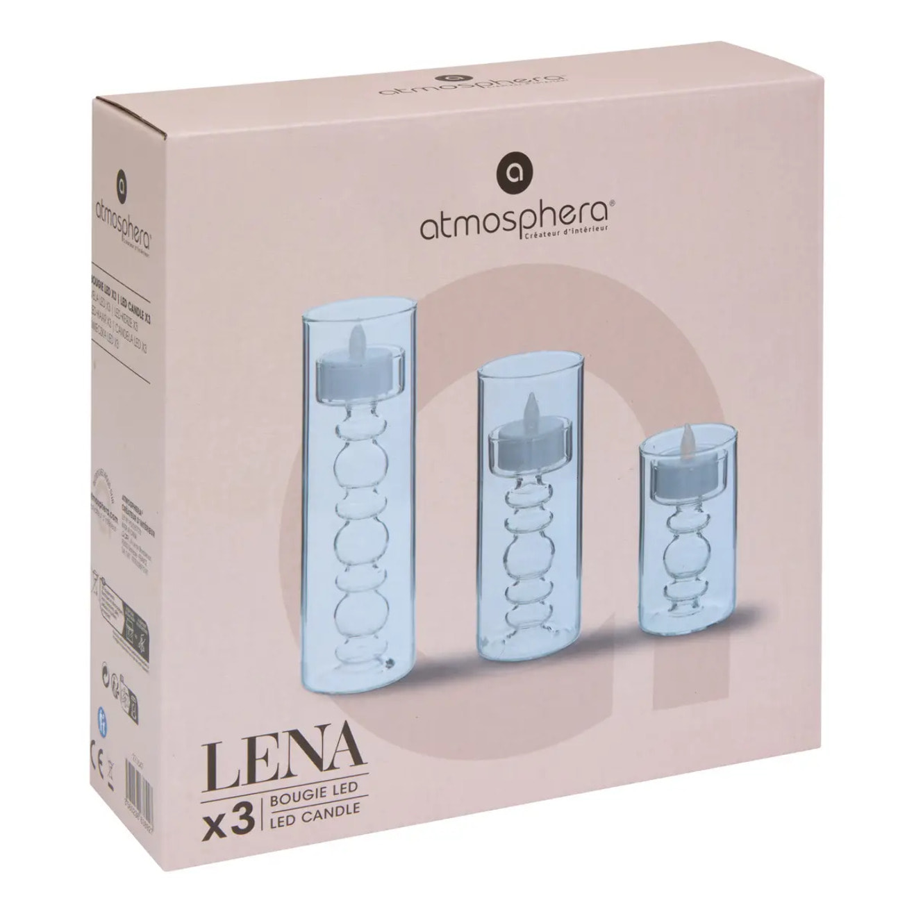 Bougie LED Lena transparent 6x6cm