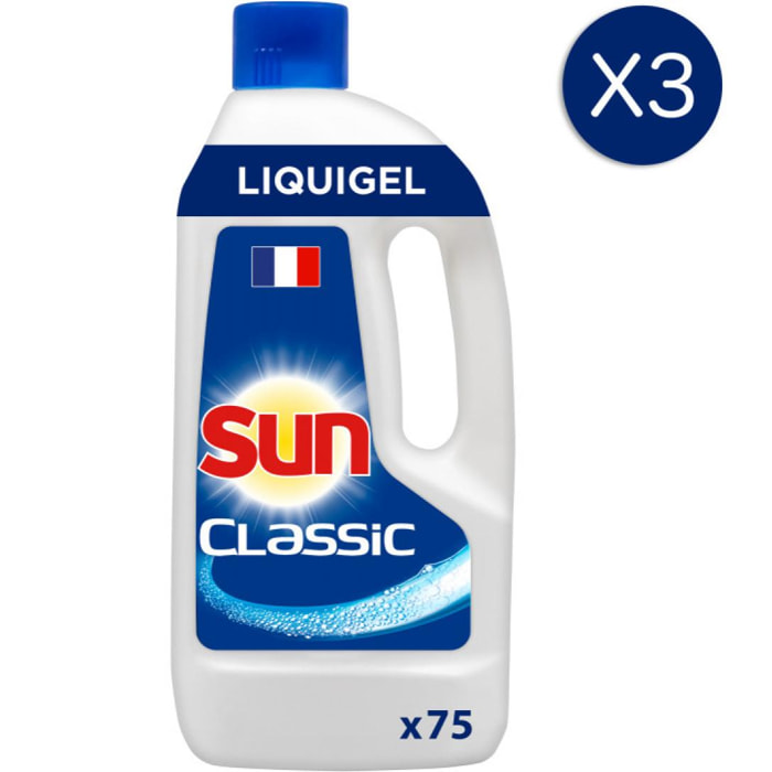 3x75 lavages Liquide de Lavage Sun Classic Efficacité & Brillance (225 lavages)