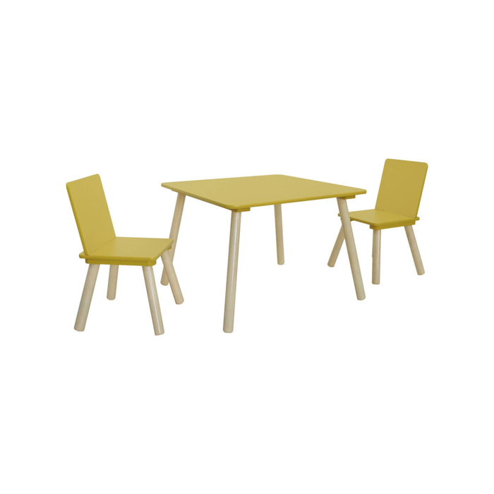 Table carrée enfant bois de pin 2 assises JUDITH