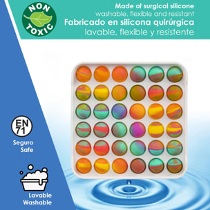 Bubble Pop It Giocattolo antistress rigido, bolle di silicone da spremere e premere. Design del telaio rigido quadrato.