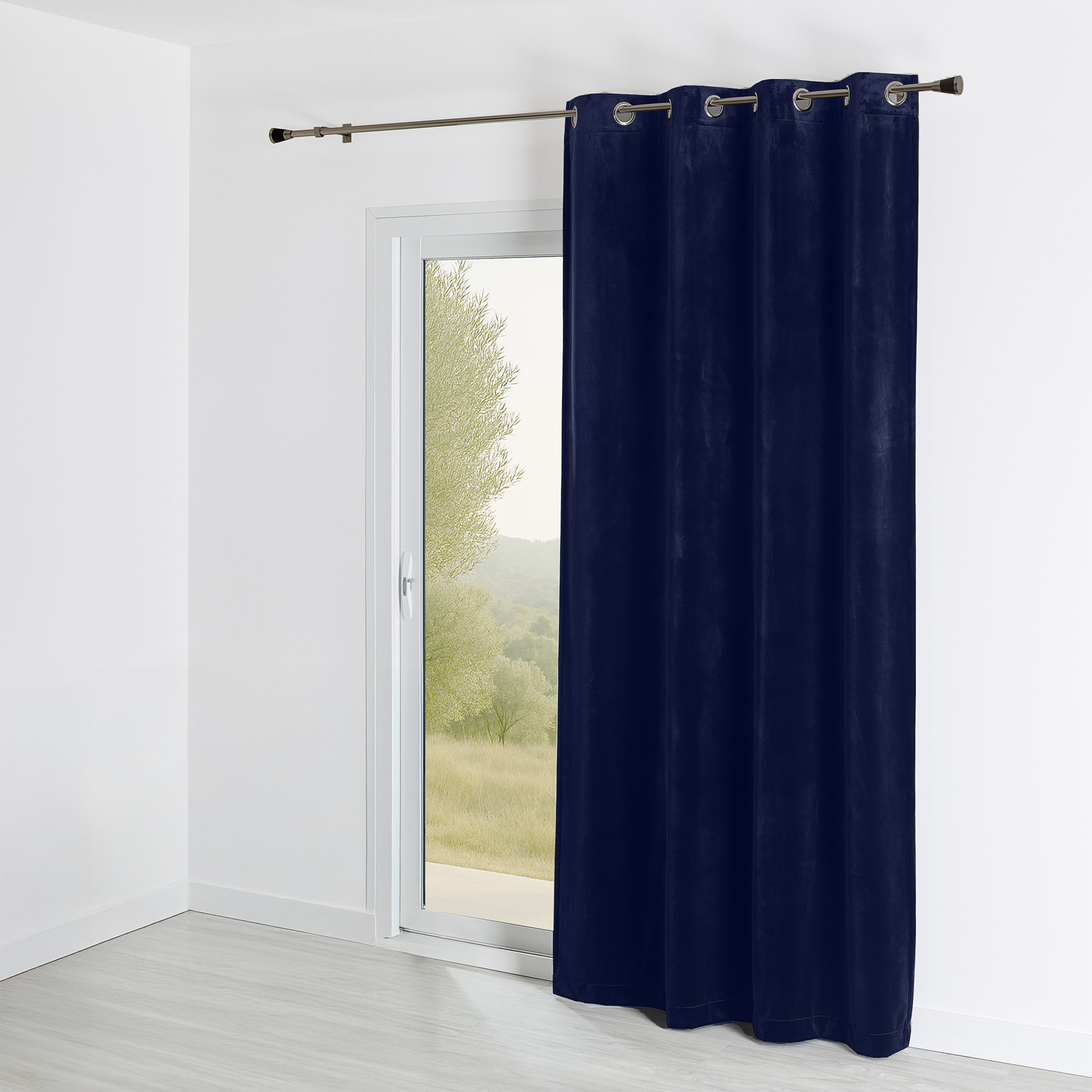 Rideau Ignifugé  M1 en velours premium - Bleu Marine