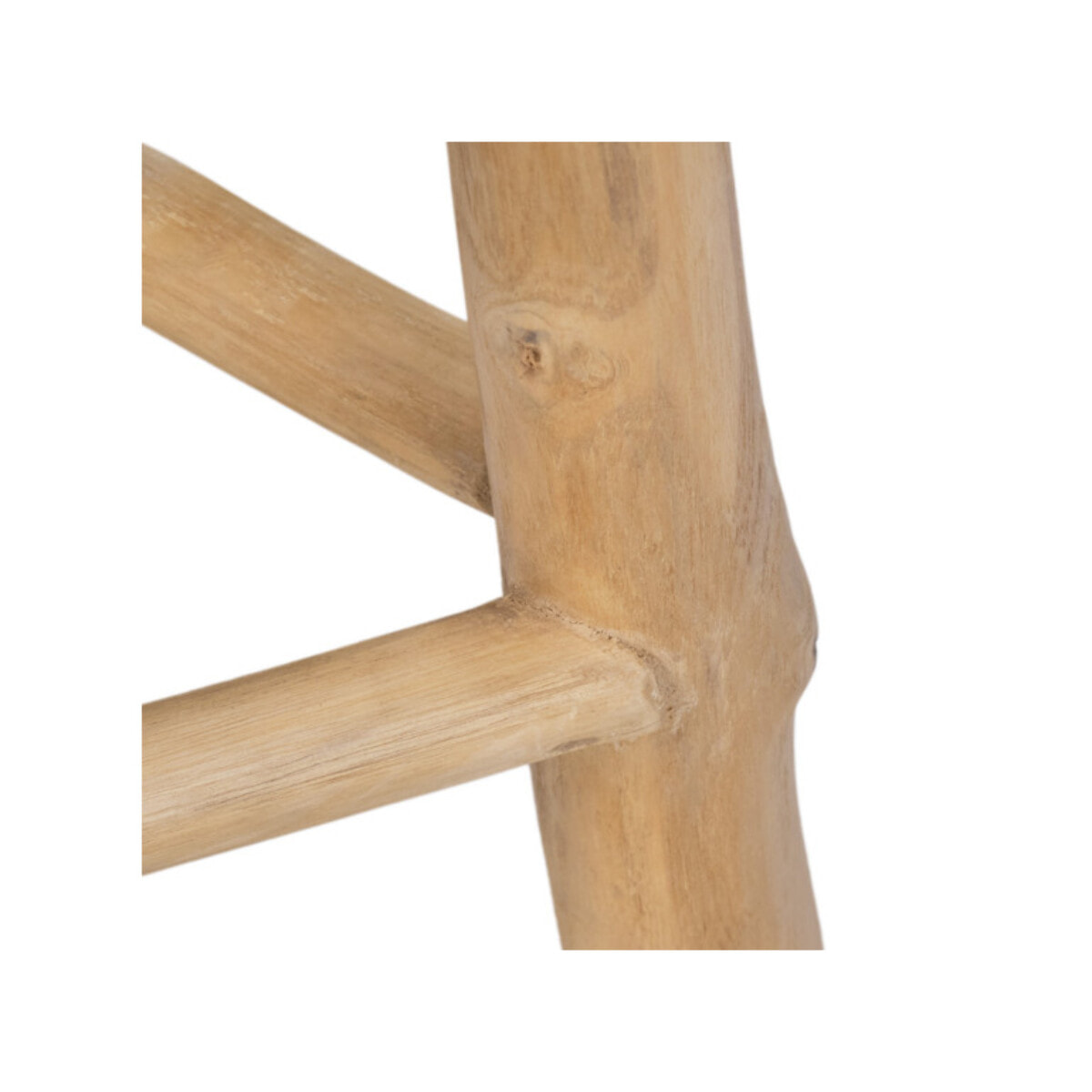 Tabouret rond artisanal 45 cm de haut en bois de teck - PLUTO