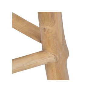 Tabouret rond artisanal 45 cm de haut en bois de teck - PLUTO