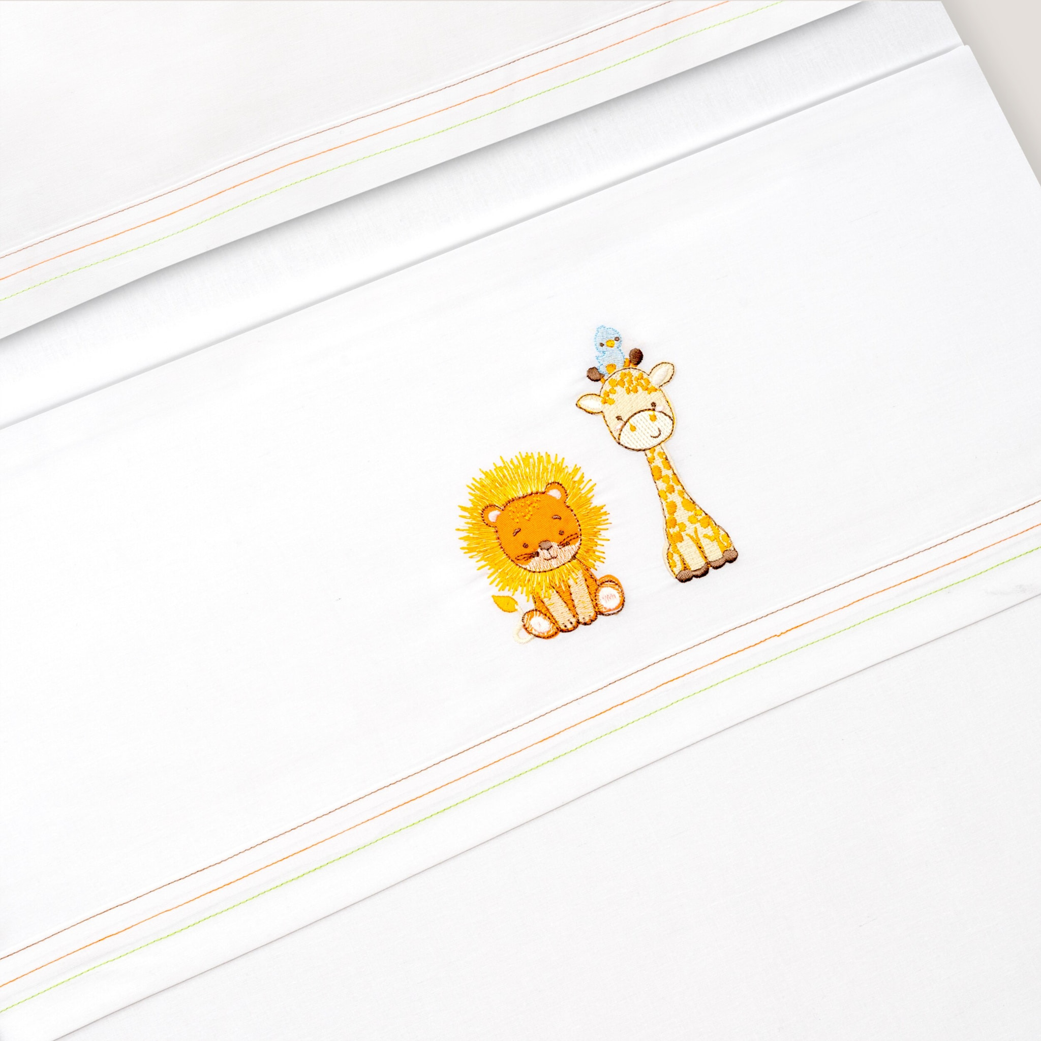 Triptico Cuna Leon Jirafa Pajarito + Broche Blanco