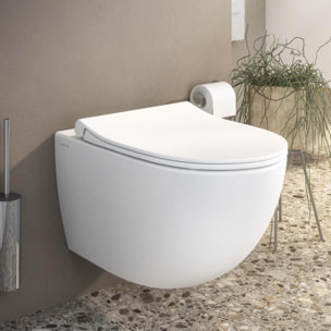 Pack WC Bati-support Geberit + WC Vitra Sento fixations invisibles + Abattant softclose + Plaque blanche (GebSento-B)