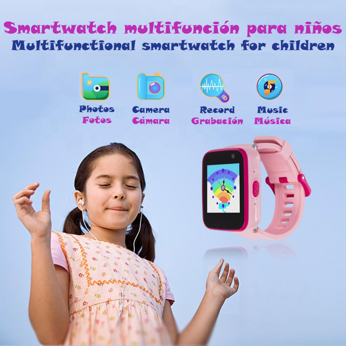 Smartwatch per bambini CT5 con fotocamera, 5 giochi, registratore vocale e lettore musicale.