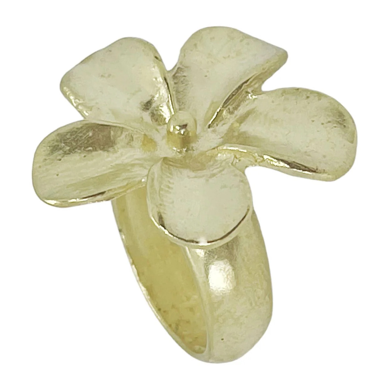 Anillo dorado "Flor grande" talla 16 zamak chapado