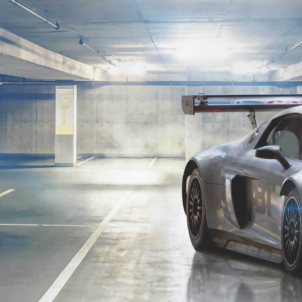 Affiche encadrée voiture sportive parking Affiche + cadre en métal - Noir