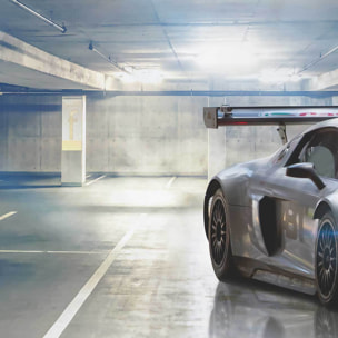 Affiche encadrée voiture sportive parking Affiche + cadre en métal - Noir