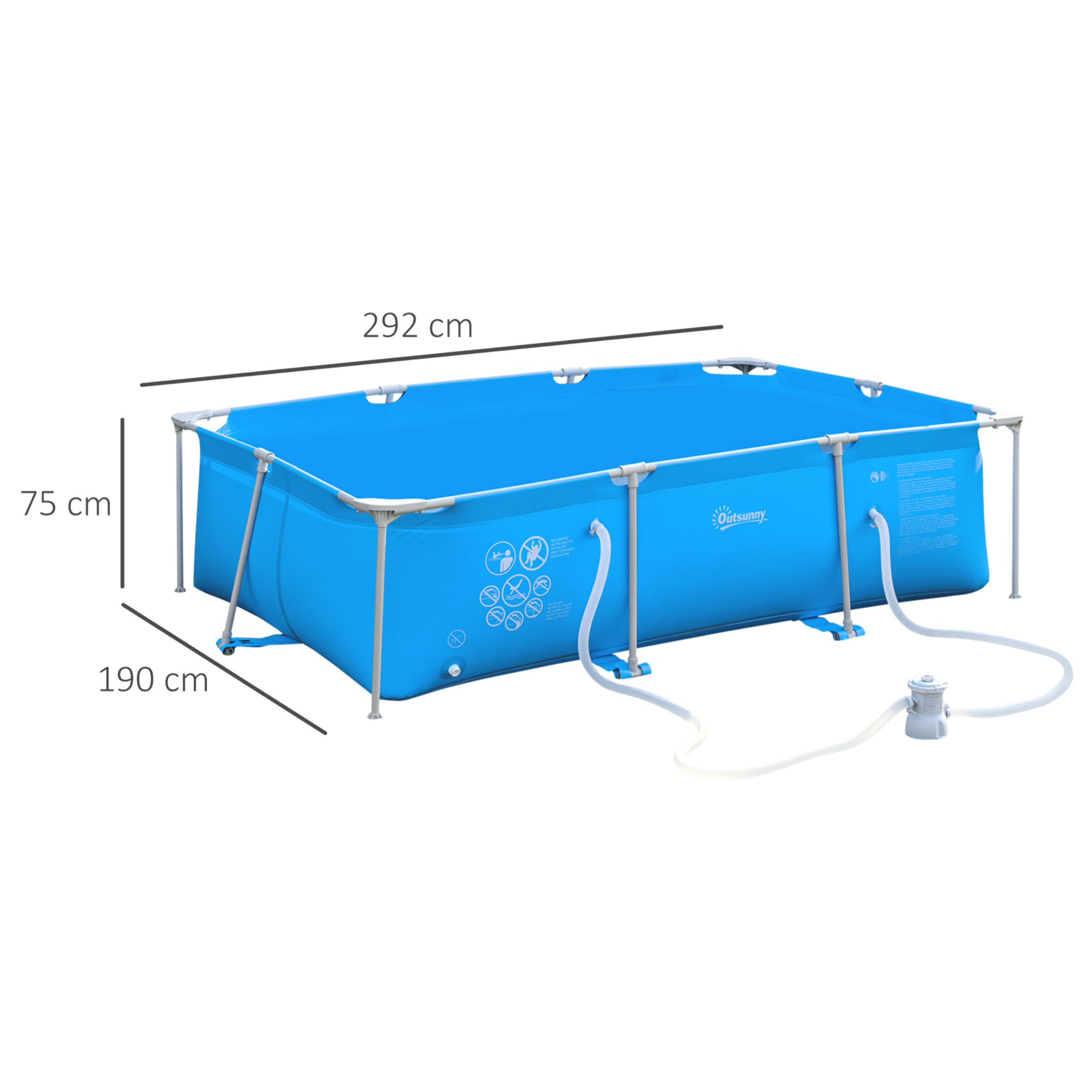Piscina Desmontable 3600L Rectangular con Depuradora Cartucho 291x190x75 cm Azul