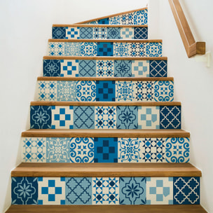 Stickers adhésifs escalier carrelages | Sticker Autocollant contremarche Carreaux de ciment carrelages adhésif - ELVIRANA