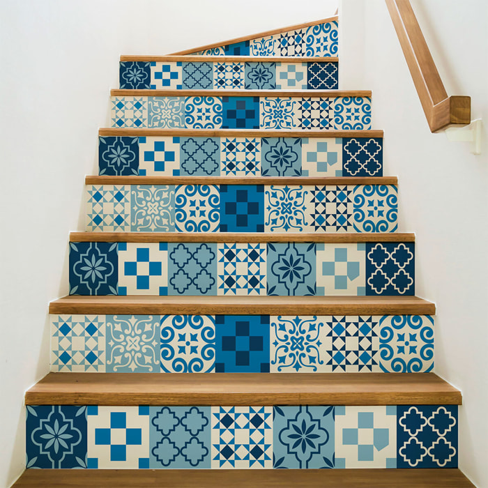 Stickers adhésifs escalier carrelages | Sticker Autocollant contremarche Carreaux de ciment carrelages adhésif - ELVIRANA