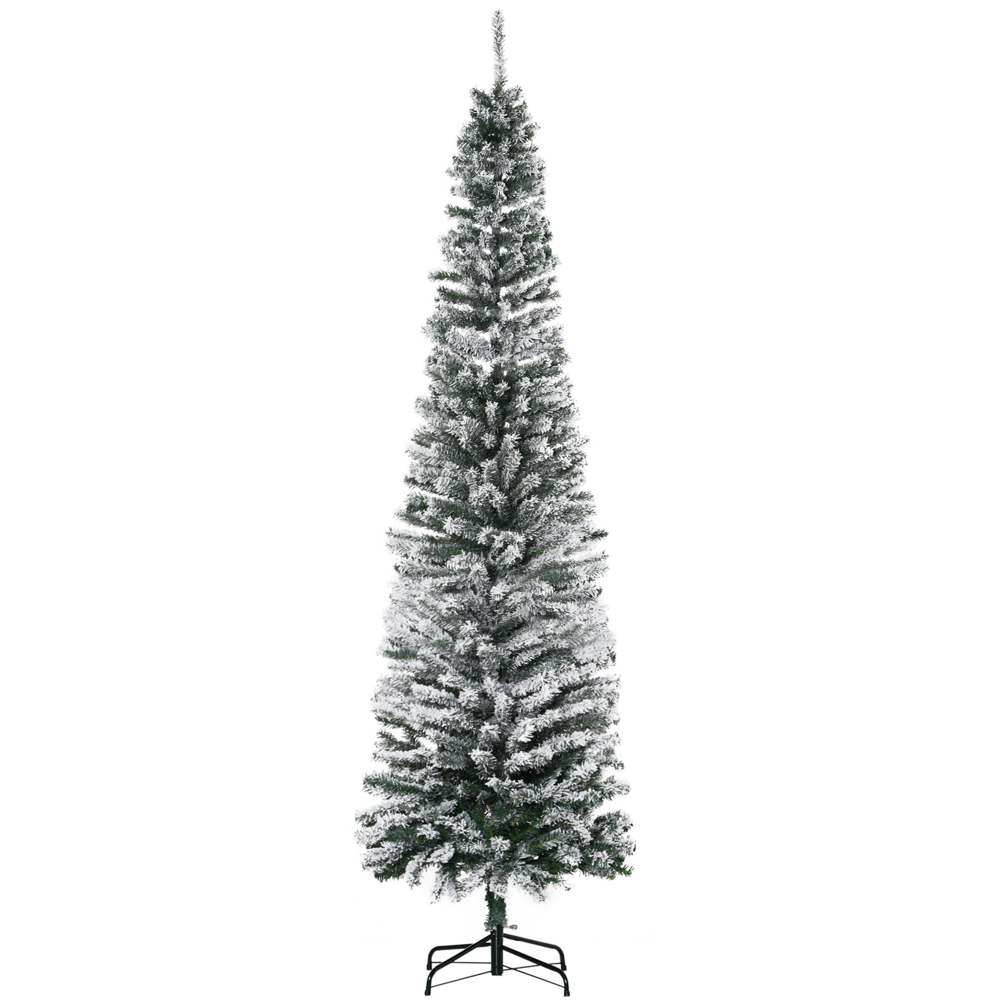 Árbol de Navidad 225 cm Árbol de Navidad Artificial Nevado con 738 Ramas y Soporte de Metal Árbol Navideño para Salón Verde y Blanco