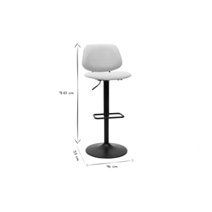 Tabourets de bar relevables design en tissu effet velours beige et métal noir BARNET (lot de 2)