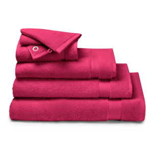 Serviette eponge pur coton 550 g/m² uni rose Elea fuchsia