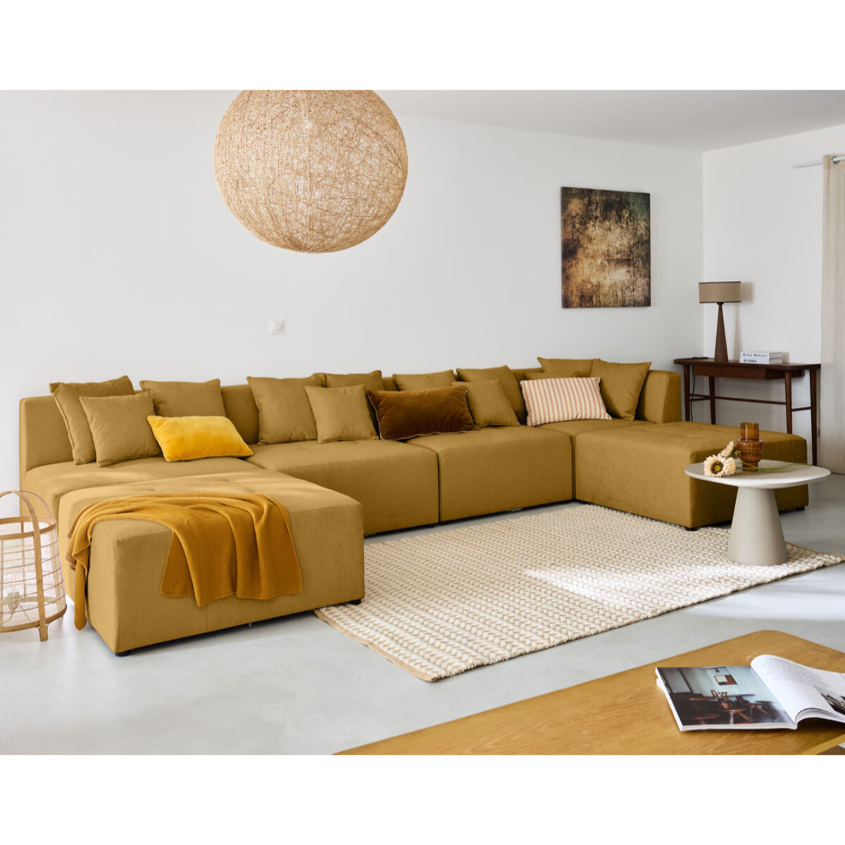 Amalfi - pouf modulable - en tissu - Jaune