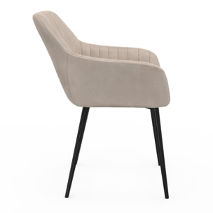 Chaises Ariana velours taupe pieds métal - lot de 2