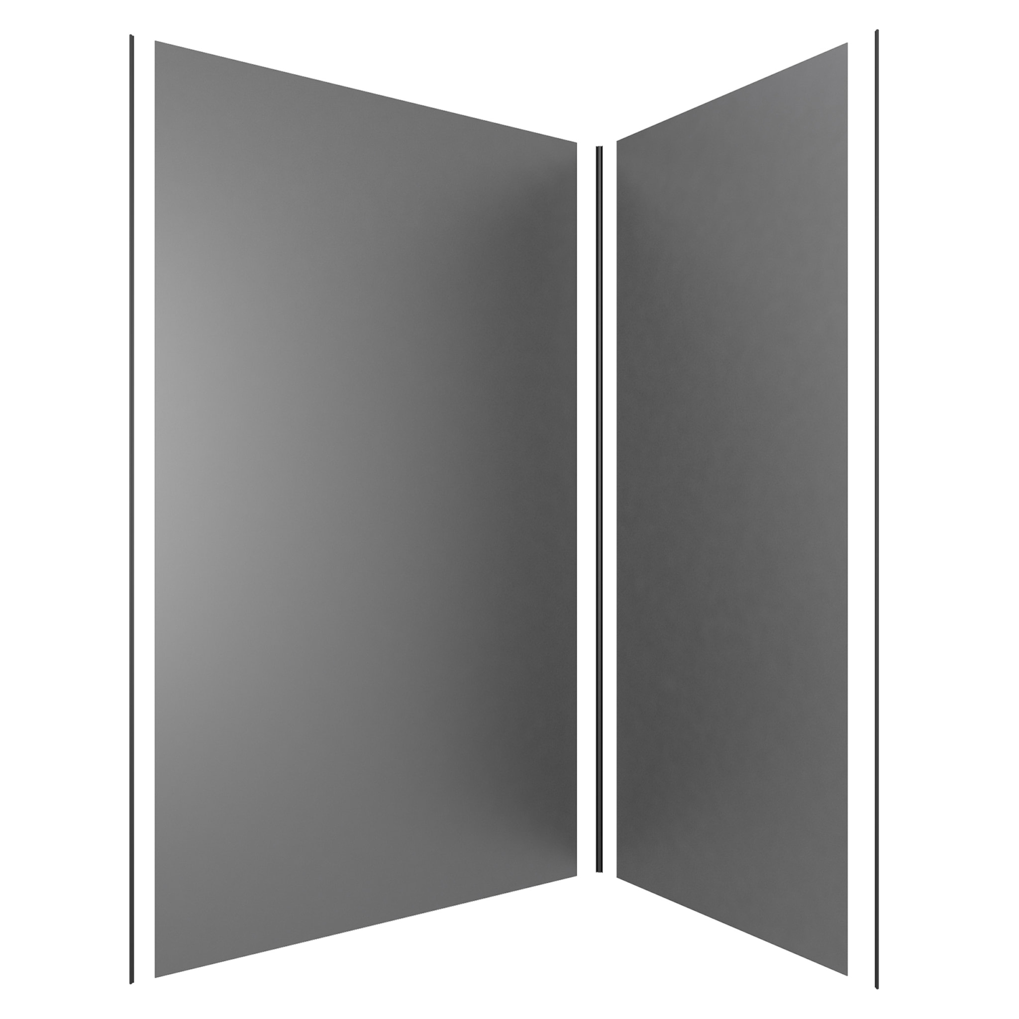 LOT de 2 Panneaux Muraux Aluminium GRIS 90+120x210 cm avec Profilés NOIR MAT - WALL'IT