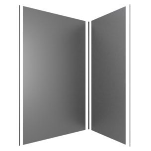 LOT de 2 Panneaux Muraux Aluminium GRIS 90+120x210 cm avec Profilés NOIR MAT - WALL'IT