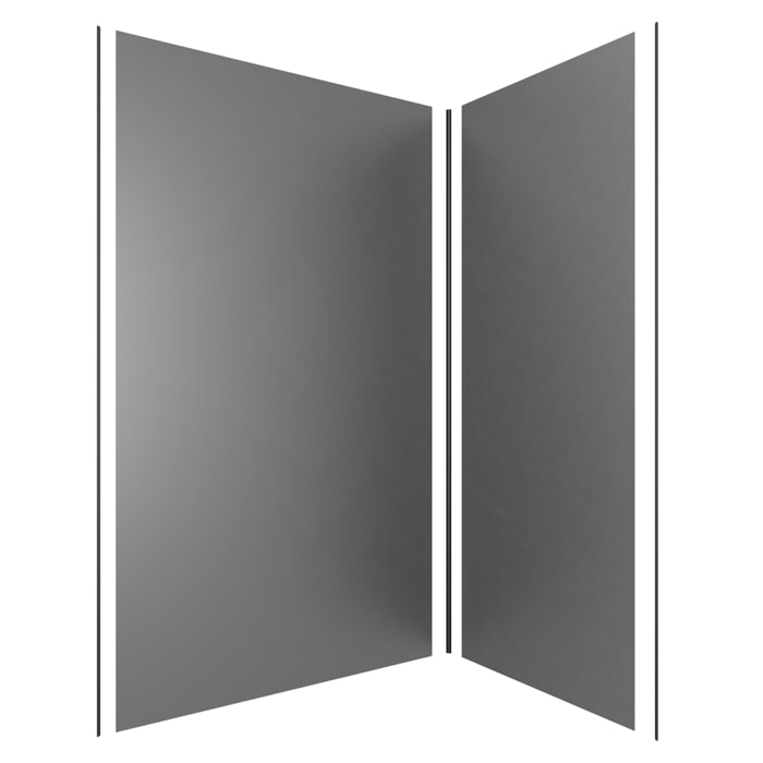 LOT de 2 Panneaux Muraux Aluminium GRIS 90+120x210 cm avec Profilés NOIR MAT - WALL'IT
