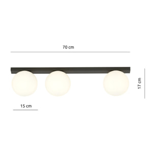 Lampada da soffitto FIT in acciaio nero opaco e vetro opalino