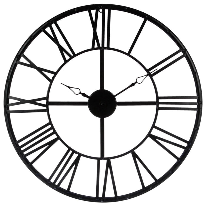 Reloj de metal negro vintage para decoracion D. 69,5 x P. 4cm