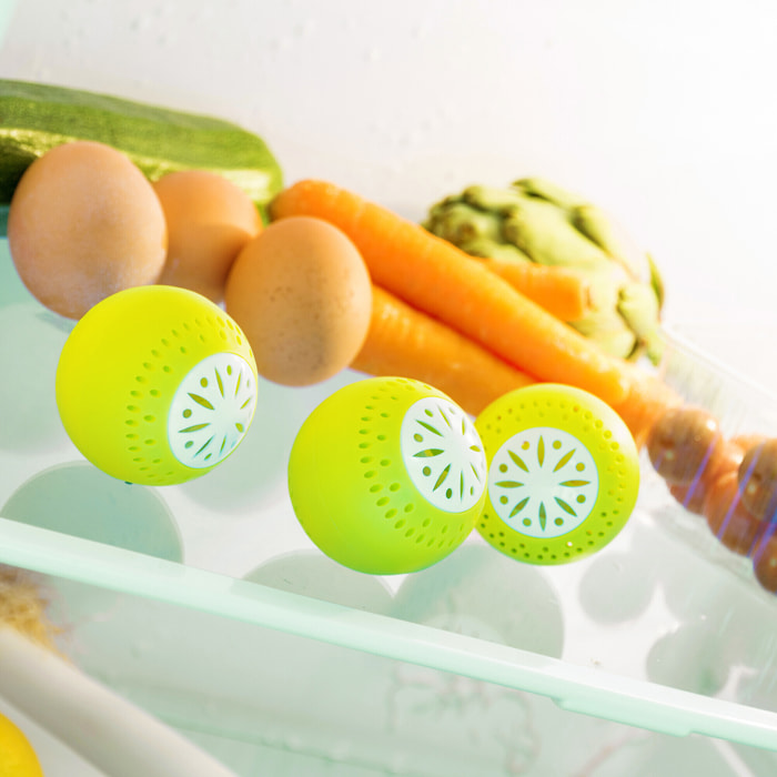 Pacchetto Di 3 Ecoballs Per Frigorifero - ABS (Senza BPA) - Verde - Ø5 cm